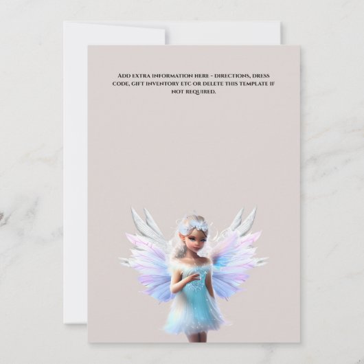 雪の妖精の冬の森の魔法のポータルの女の子 招待状 (裏面)