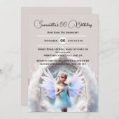 雪の妖精の冬の森の魔法のポータルの女の子 招待状 (正面/裏面)