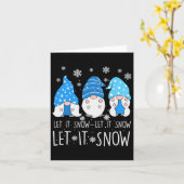 雪の妖精キュートな青い小人の家族 カード (黄色い花)