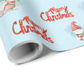 雪の妖精、鹿、雪だるまの雪の結晶 ラッピングペーパー (ロールコーナー)