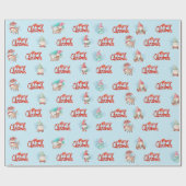 雪の妖精、鹿、雪だるまの雪の結晶 ラッピングペーパー (フラット)