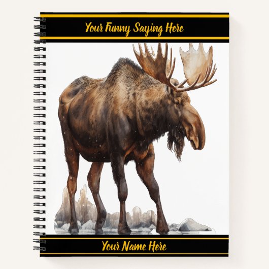 雪の威厳のある多い風景を歩き回るムース ノートブック (正面)