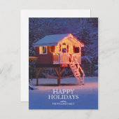 雪の子どもの遊び場とクリスマスライト シーズンポストカード (正面/裏面)