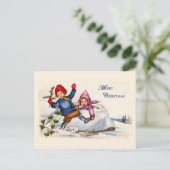 雪の子どもクリスマスヴィンテージはがき シーズンポストカード (スタンド正面)