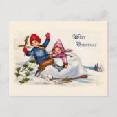 雪の子どもクリスマスヴィンテージはがき シーズンポストカード (正面)