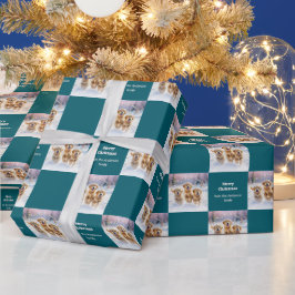 雪の子犬のクリスマスにゴールデンレトリバーパピーズ ラッピングペーパー