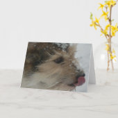 雪の子犬 カード (黄色い花)