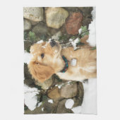 雪の子犬 キッチンタオル (縦)