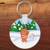 雪の子犬 キーホルダー (正面)