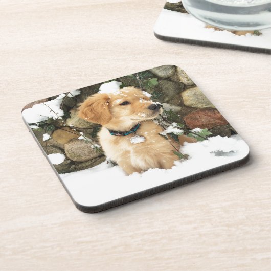 雪の子犬 コースター (左側)