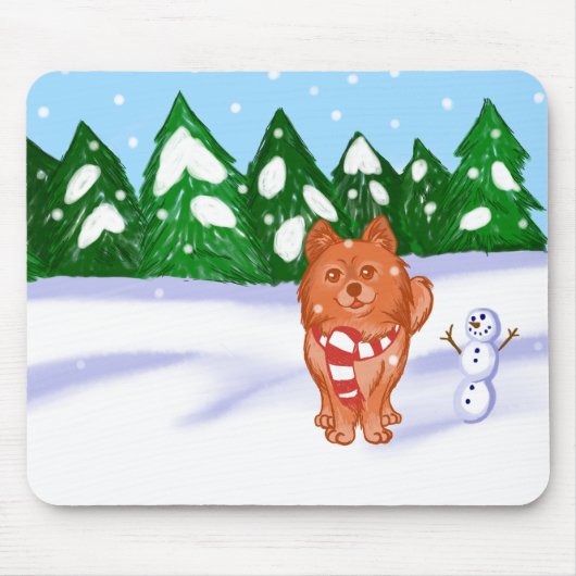雪の子犬 マウスパッド (正面)