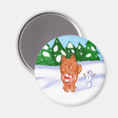 雪の子犬 マグネット (正面/裏面)
