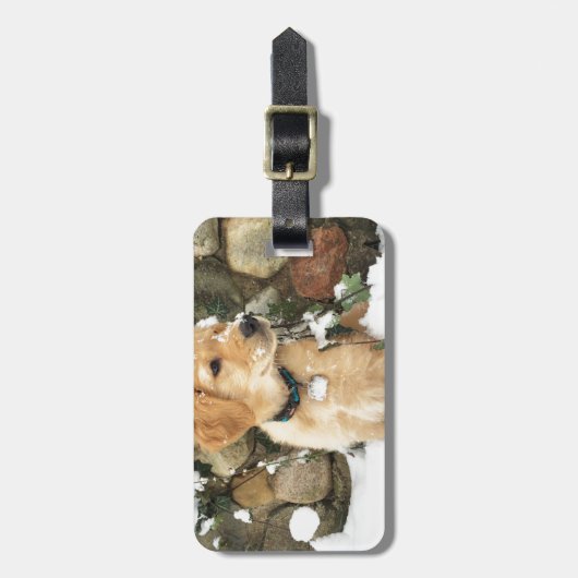 雪の子犬 ラゲッジタグ (正面縦)