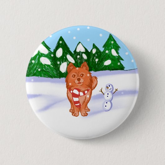 雪の子犬 缶バッジ (正面)
