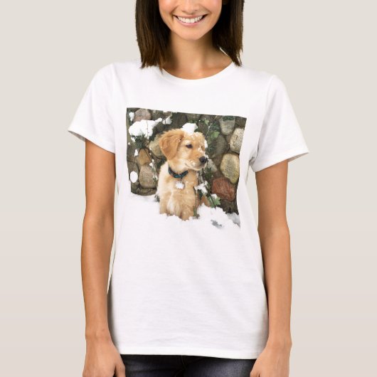 雪の子犬 Tシャツ (正面)