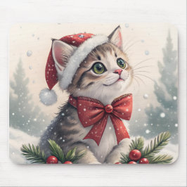 雪の子猫のクリスマスマウスパッド マウスパッド