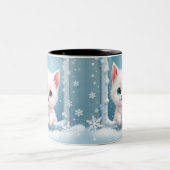 雪の子猫のマグ、冬のマグインスパイア、猫好き ツートーンマグカップ (中央)