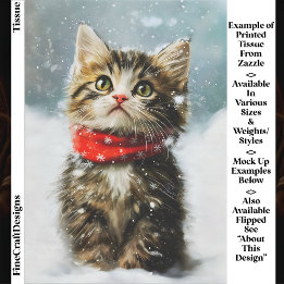 雪の子猫, 赤いクリスマスのスカーフ EG2L デコパージュ 薄葉紙