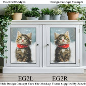 雪の子猫, 赤いクリスマスのスカーフ EG2L デコパージュ 薄葉紙