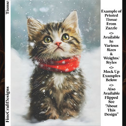 雪の子猫, 赤いクリスマスのスカーフ EG2R デコパージュ 薄葉紙