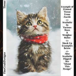 雪の子猫, 赤いクリスマスのスカーフ EG2R デコパージュ 薄葉紙