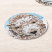 雪の子羊 ラウンドペーパーコースター (アングル)