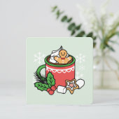 雪の季節にぴったりなスノーフォール ココアコール - 冬の飲み物 招待状 (スタンド正面)