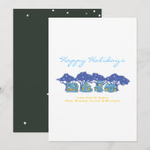 雪の季節のホリデー ファミリー グリーティング カード (正面/裏面)