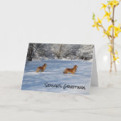 雪の季節の挨拶 カード (黄色い花)