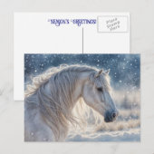 雪の季節の美しい馬のホリデーカード シーズンポストカード (正面/裏面)