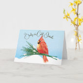 雪の孤独なクリスマスの（鳥）ショウジョウコウカンチョウ カード (黄色い花)