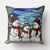 雪の家のステンドガフェイクラス クッション (正面)