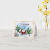 雪の家の折りたたみグリーティングカード カード (黄色い花)