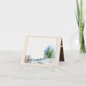 雪の家の折りたたみグリーティングカード カード (裏面)