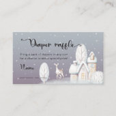 雪の家の赤ちゃんシャワーおむつラッフル エンクロージャーカード (正面)