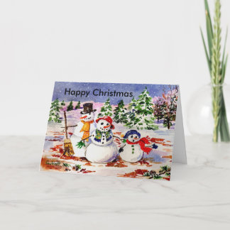 雪の家族のハッピークリスマス シーズンカード