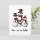 雪の家族の愛らしいマッチングハット&マフラー シーズンカード (スタンド正面)