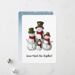 雪の家族の愛らしいマッチングハット＆マフラー シーズンカード