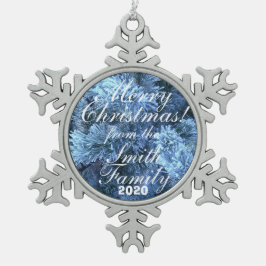 雪の家族グリーティングクリスマスオーナメント スノーフレークピューターオーナメント