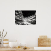 雪の寺院の参道 夜 – 日本の禅の壁画 ポスター (キッチン)