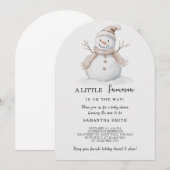 雪の小さな雪だるま 赤ちゃん歓迎会 クリスマス招待状 招待状 (正面/裏面)