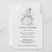 雪の小さな雪だるま 赤ちゃん歓迎会 クリスマス招待状 招待状 (正面)