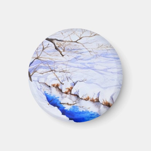 雪の小川 マグネット (正面)
