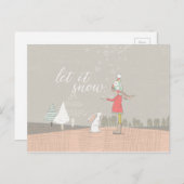 雪の少女とバニー シーズンポストカード (正面/裏面)