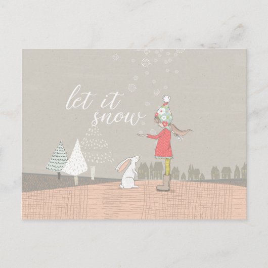 雪の少女とバニー シーズンポストカード (正面)