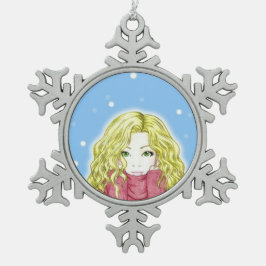 雪の少女 雪の結晶 オーナメント