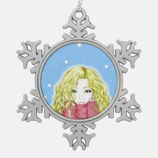 雪の少女 雪の結晶 オーナメント (正面)