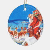 雪の屋上のサンタクロース セラミックオーナメント (左)