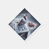 雪の屋根のトナカイのミスキャップ スタンダードカクテルナプキン (角)