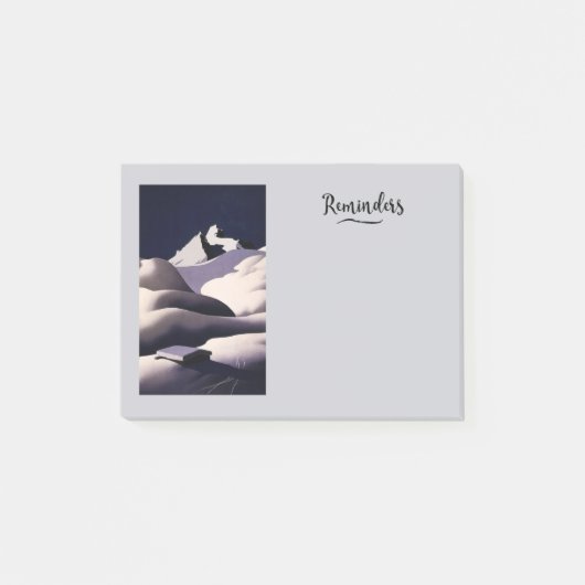 雪の山と丘の冬のリマインダー ポストイット (正面)